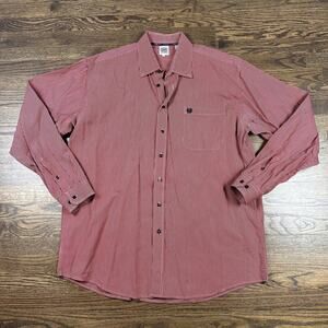 Cinch Shirt Mens XL Red Black Stripe Short Sleeve Western Button Front Cotton